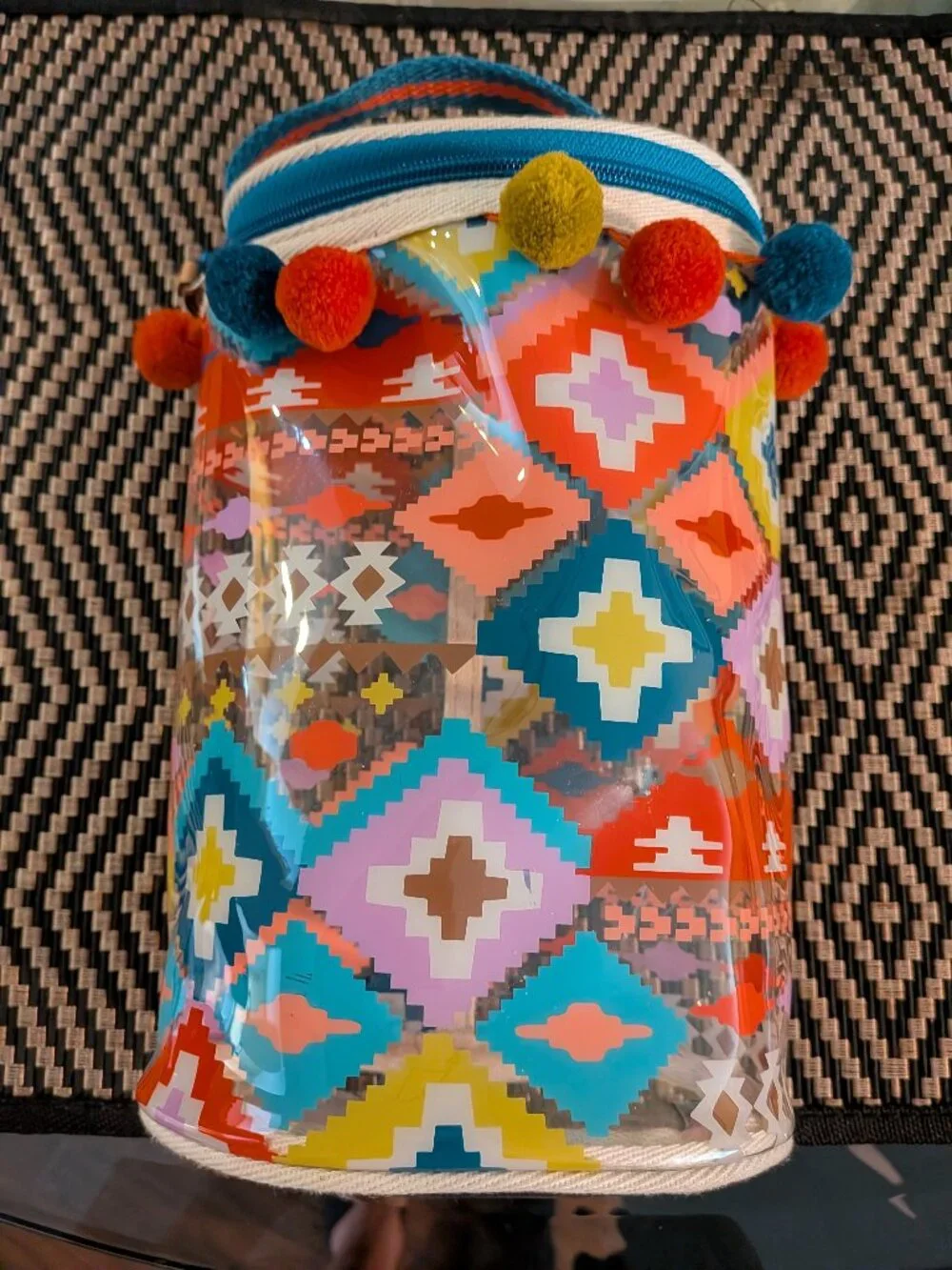Vera Bradley Transparent Pom Pom Make Up Bag